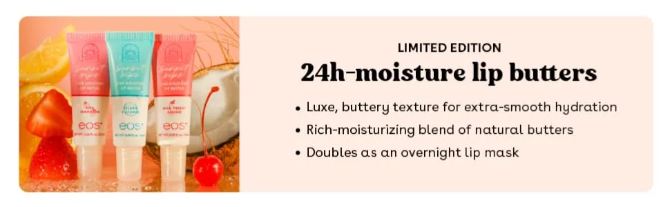 eos Sunset Sips Lip Balm Gift Set Trio - Limited Edition 24h-moisture lip butters