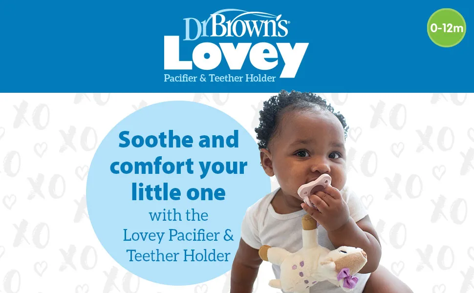 Dr. Brown's Baby Lovey Pacifier Holder & Teether Clip Soft Plush Stuffed Animal Dragon Pacifier Tether with Four-Piece HappyPaci Pacifier 100% Silicone 0-6m - Dr. Brown