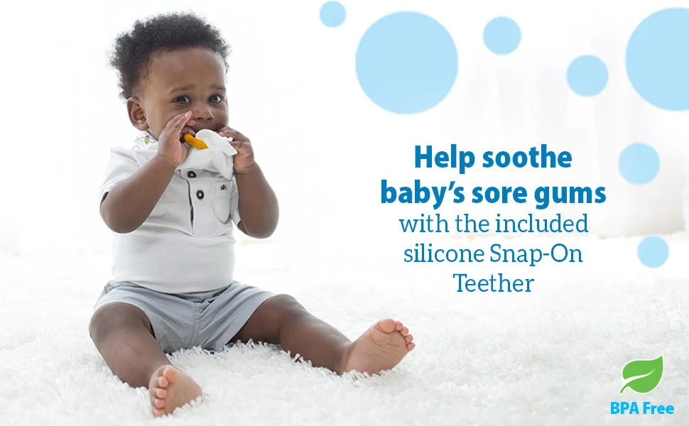 Dr. Brown's Super Soft Bandana Bibs with Two Snap-On Teethers Flowers Pink Stripes Feathers & Dots - Help soothe baby
