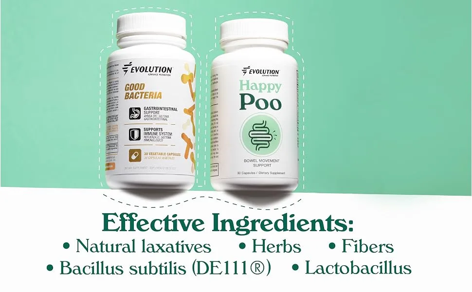 Evolution Advance Nutrition Happy Colon + Pro Daily Probiotic - Non GMO Vegan and Gluten Free (30 Capsules ea.) - Good Bacteria plus Happy poo
