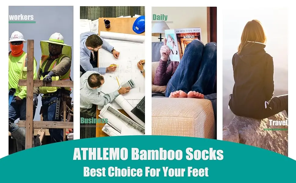 Athlemo Women&Men Bamboo Diabetic Socks 6 Pairs Circulation No-Binding Ankle White(6 Pairs) 10-13 - Athlemo bamboo socks