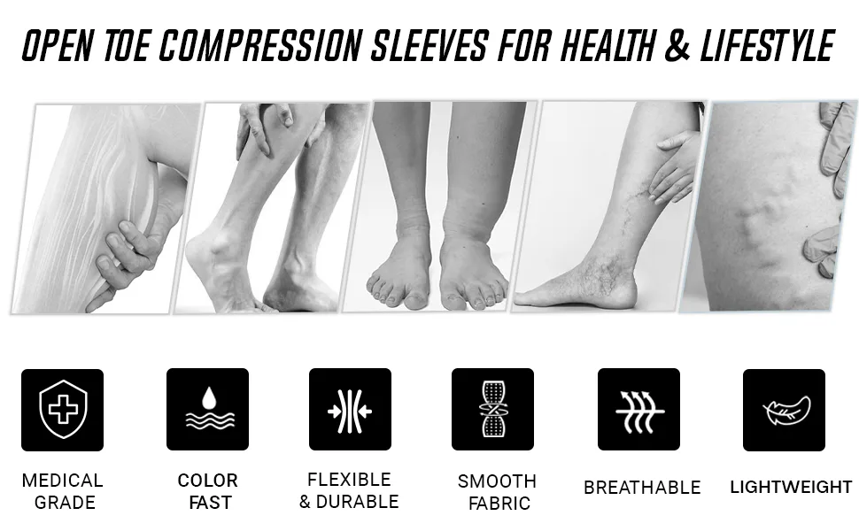 Doc Miller Open Toe Compression Socks 1 Pair 20-30mmHg Support Circulation Recovery Shin Splints Varicose Veins Violet X-Large - socks compression knee women sleeve men brace fit para pack varicose circulation arthritis large xl