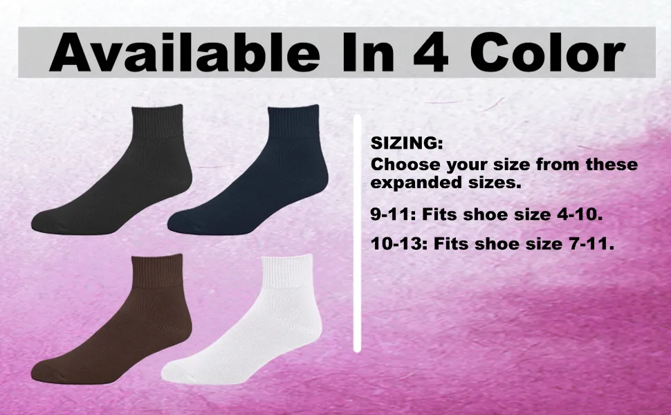 Classic Women's Diabetic Non-Binding Ankle Cotton Socks 3-Pack 9-11 Brown - 2245-3 (Women)