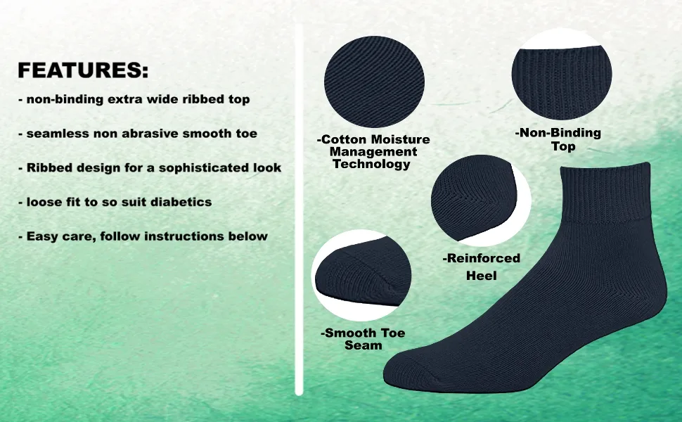 Classic Women's Diabetic Non-Binding Ankle Cotton Socks 3-Pack 9-11 Brown - 2245-4