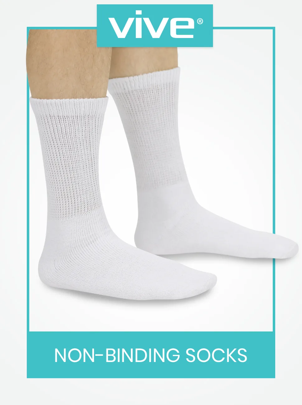 Vive Diabetic Crew Socks (6 Pairs) - Non Binding Cushion Ankle Pack - Small Up To Size 9 for Men and 11 for Women Large White - white