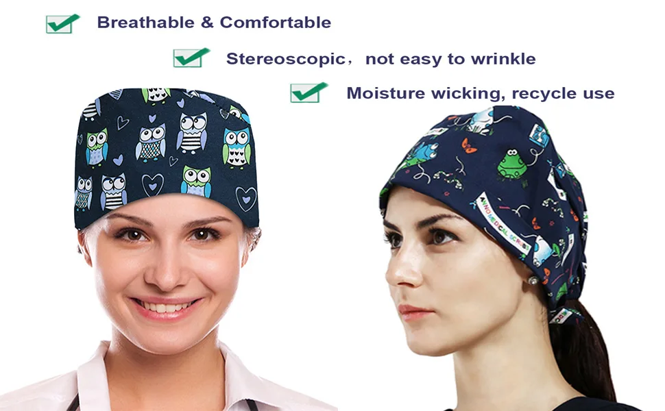 CHUANGLI 3Pcs Gourd-Shaped Working Caps with Upgrade Sweatband Adjustable Hats Head Cover- Women/Men Medium-Large B08 Tooth Black Grey Pink - Breathable Bouffant Hats