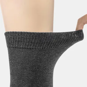 FITEXTREME Non-Skid Diabetic Crew Socks Non Binding Top Cotton Gripper Socks for Men 3Pairs One Size Black - Non binding top