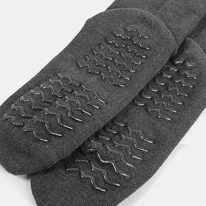 FITEXTREME Non-Skid Diabetic Crew Socks Non Binding Top Cotton Gripper Socks for Men 3Pairs One Size Black - Non-Slip Grips