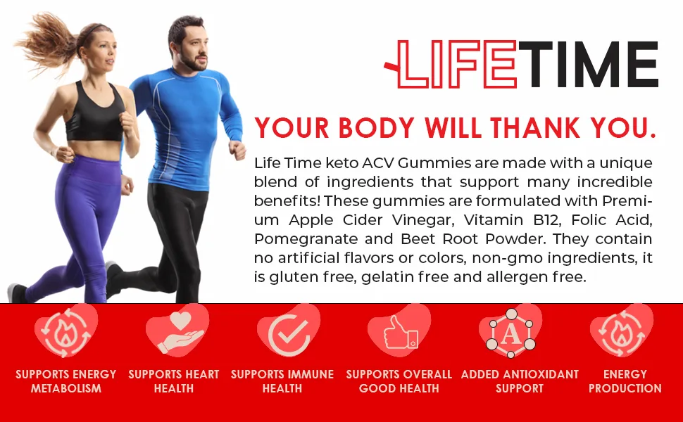 Lifetime Keto ACV Gummies Original Powerful Formula Maximum Strength Vitamin B12 Beet Root and Pomegranate (3 Pack) - non gmo no artificial flavors colors folic acid allergen free gelatin free gluten free