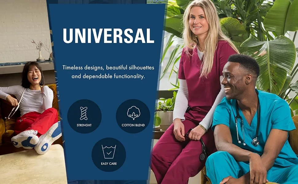 Adar Universal Unisex Scrubs - Unisex Drawstring Scrub Set Medium Black - universal big banner