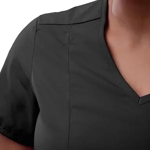 Adar Pro Modern Athletic Scrub Set for Women - Modern V-Neck Scrub Top & Yoga Jogger Scrub Pants Medium Black - product information 3