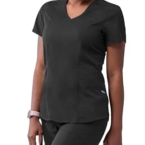 Adar Pro Modern Athletic Scrub Set for Women - Modern V-Neck Scrub Top & Yoga Jogger Scrub Pants Medium Black - product information 6