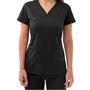 Adar Pro Movement Booster Scrub Set for Women - Sweetheart V-Neck Scrub Top & Yoga Jogger Scrub Pants Small Black - product information 6