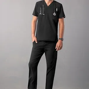 Adar Addition Go-Everyday Scrub Set for Men - Stylish Scrub Top & Cargo Scrub Pants Medium Ceil Blue - product information 6