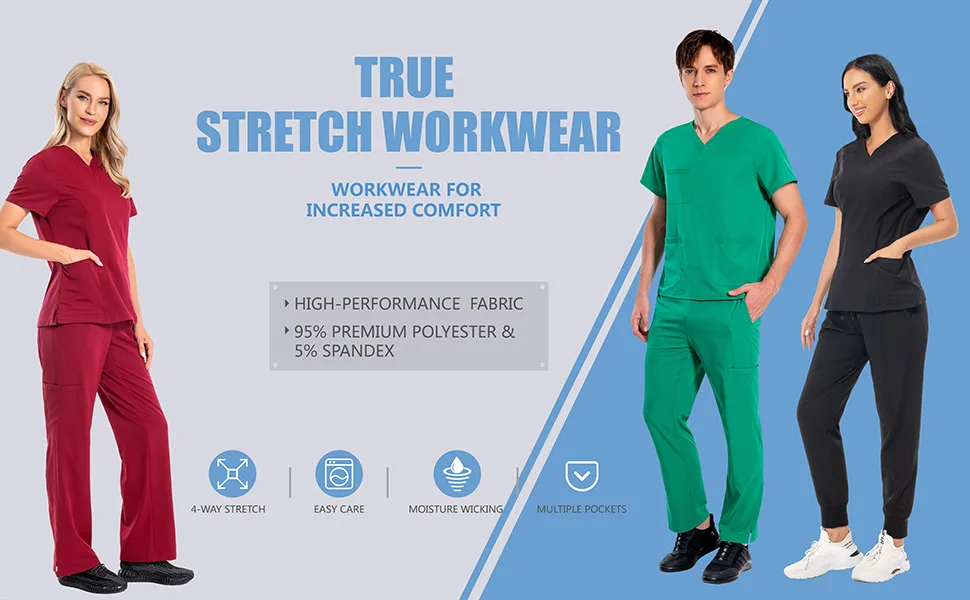 Athletic Scrub Set for Men 4-Way Stretch V-Neck Scrub Top with 3 Pockets & Cargo Scrub Pant with 5 Pockets Grey Medium - scrub set for men 4-Way Stretch V-Neck Scrub Top with 2 Pockets & Cargo Scrub Pant with 5 Pockets