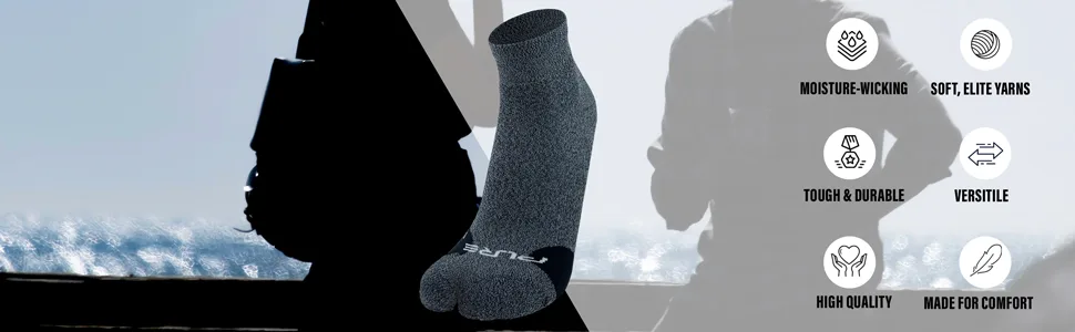Pure Athlete Bunion Relief Sock - Ankle Length Tailors Bunion Corrector Socks for Men Women Split Toe Design Heather Grey Medium - wrist strap, moisture wicking, tough durable, easy to wear, comfortable