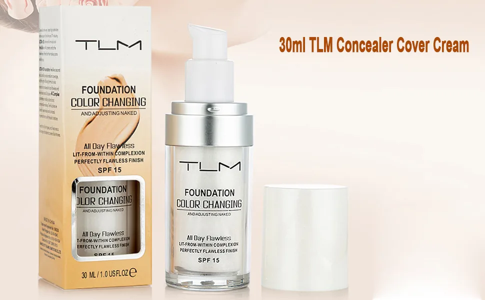 KOSIMI 30ml TLM Color Changing Foundation Liquid Base Makeup Change To Your Skin Tone By Just Blending white - 30ml TLM Color Changing