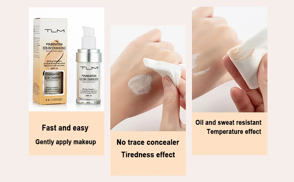 KOSIMI 30ml TLM Color Changing Foundation Liquid Base Makeup Change To Your Skin Tone By Just Blending white - Flawless Colour Changing Foundation