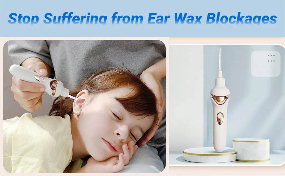 Electric Ear Suction Device Portable Automatic Electric Vacuum Ear Pick Ear Cleaner Earwax Remover with LED Light for Earwax Removal Soft Prevent Ear Pick Clean Tools Set (Black) - product information 6