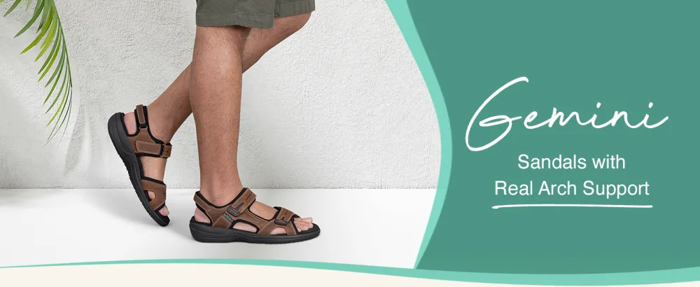 Orthofeet Men's Orthopedic Strap Sandals - Ideal for Foot Pain Relief Gemini 9 X-Wide Brown - Gemini