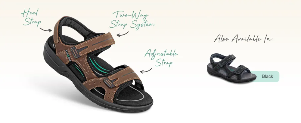 Orthofeet Men's Orthopedic Strap Sandals - Ideal for Foot Pain Relief Gemini 9 X-Wide Brown - Gemini