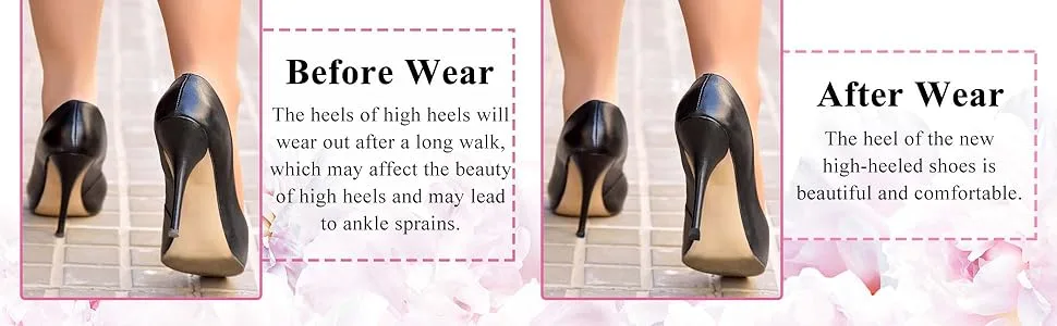 SooGree Heel Caps Cover High Heel Caps Protectors Heels Tips Replacement Kits Dowels for High Heel Shoes 20 Pairs Black - U   20?-5