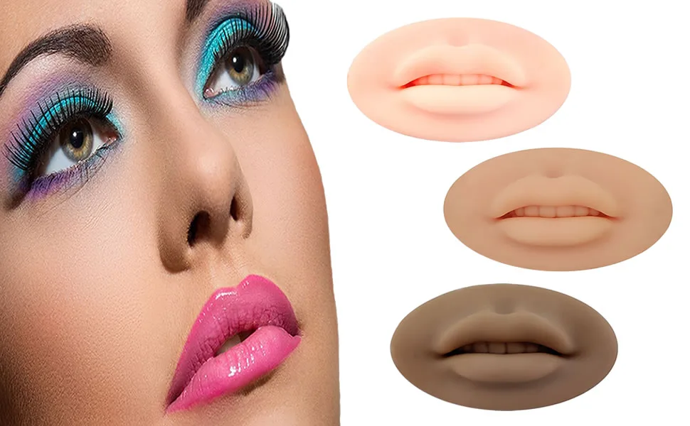 5D Open Mouth Silicone Lips Practice Skin Real Skin 5D Flexible Silicone Lips Model - 2022 Upgrade Authentic Soft Silicone Lip Practice Silicone Skin for Permanent Makeup Artists Light Brown - 3D Lips Practice Silicone Skin