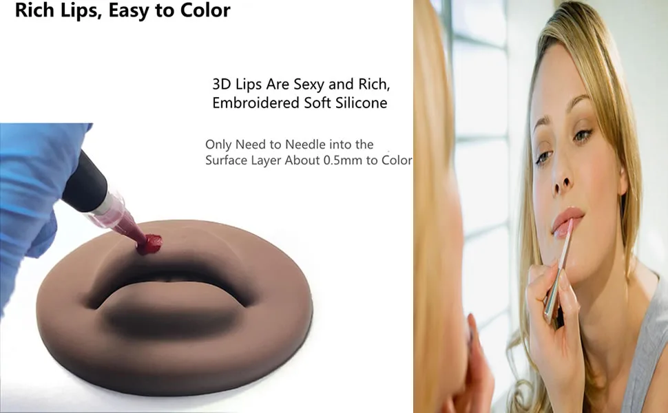 5D Open Mouth Silicone Lips Practice Skin Real Skin 5D Flexible Silicone Lips Model - 2022 Upgrade Authentic Soft Silicone Lip Practice Silicone Skin for Permanent Makeup Artists Light Brown - Open Mouth Lips