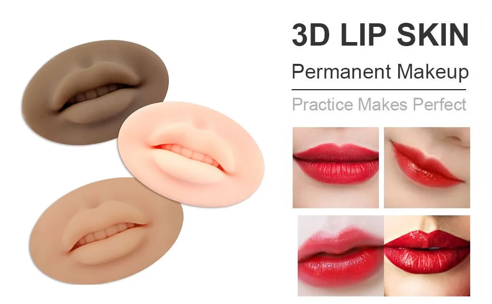 5D Open Mouth Silicone Lips Practice Skin Real Skin 5D Flexible Silicone Lips Model - 2022 Upgrade Authentic Soft Silicone Lip Practice Silicone Skin for Permanent Makeup Artists Light Brown - Soft Silicone Lip Model