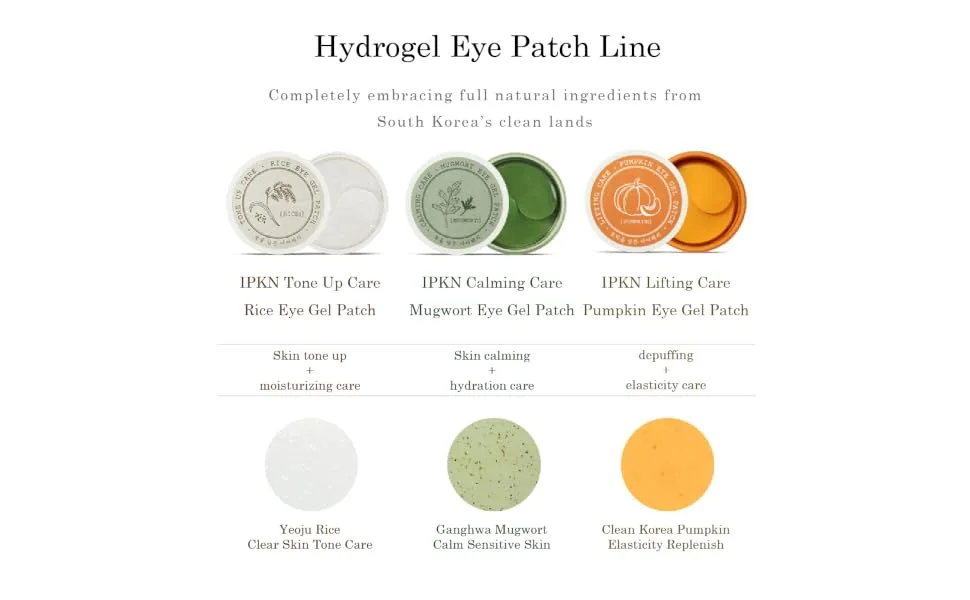 IPKN Calming Care Mugwort Moisturizing Eye Gel Patch(60pc) Skin Calming and Hydration Care Algae Derived Eye Mask - Mugwort Eye Gel Patch 07