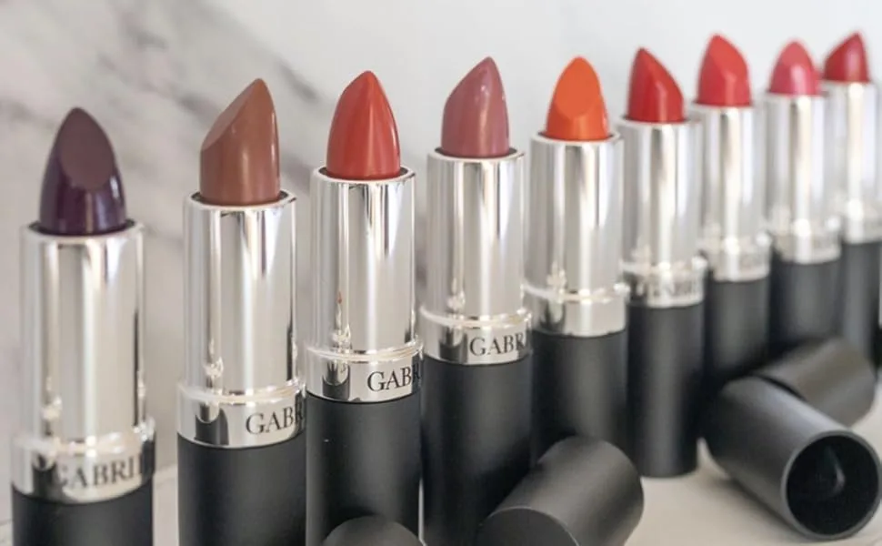 Gabriel Cosmetics Lipstick (Velour - Medium Plum/Cool Pearl) 0.13 Oz - Rainbow Colors of Lipsticks Lined up