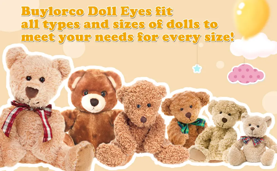 16 30 mm Large Black Safety Eyes for Amigurumi Crochet Crafts Dolls Making Stuffed Animals and Teddy Bear - MIAN IMAGE
