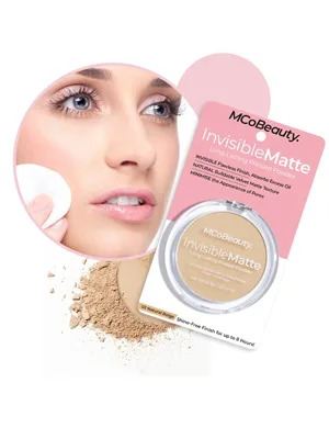 MCoBeauty Invisible Matte Pressed Powder | Setting and Finishing Face Powder | Natural Beige - invisible matte pressed powder