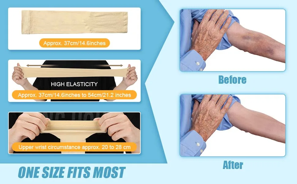 8 Pairs Elderly Skin Thin Protector Sleeves Bruise Abrasions Protective Arm Sleeve Beige - product information 2
