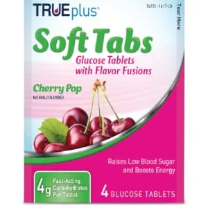 TRUEplus Cherry Pop Glucose Tablets and 100ct True METRIX Test Strips - cherry glucose tablet glucose tabs trueplus true plusdiabetes supplements easy to open