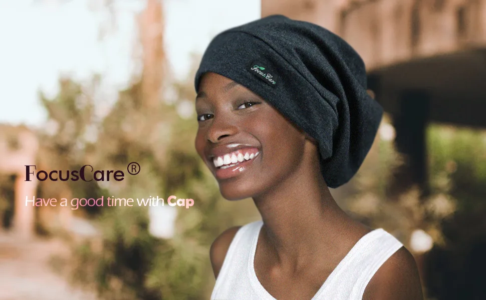 2 Pieces Adjustable Satin Lined Sleep Cap for Curly Hair Dreadlocks Braids Available Men & Women Black dark Health Gray 2 - Adjust satin lined cap