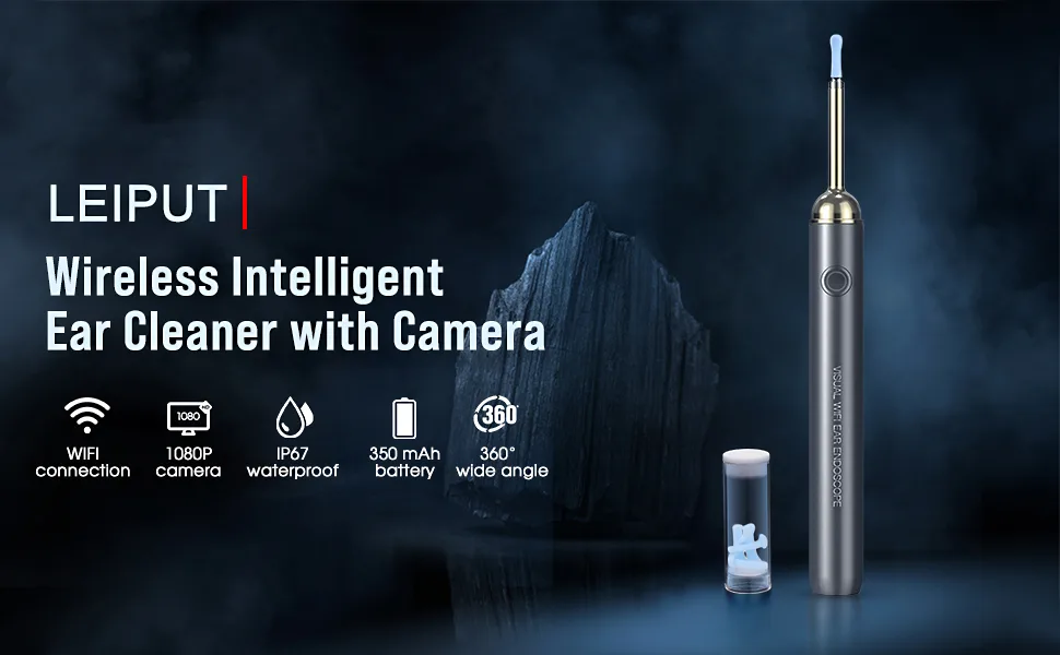 LEIPUT Ear Wax Removal Ear Wax Removal Tool Ear Cleaner with Camera with 1080P Ear Camera with Light Ear Wax Removal kit for iPhone iPad Android Phones - Ear Wax Removal