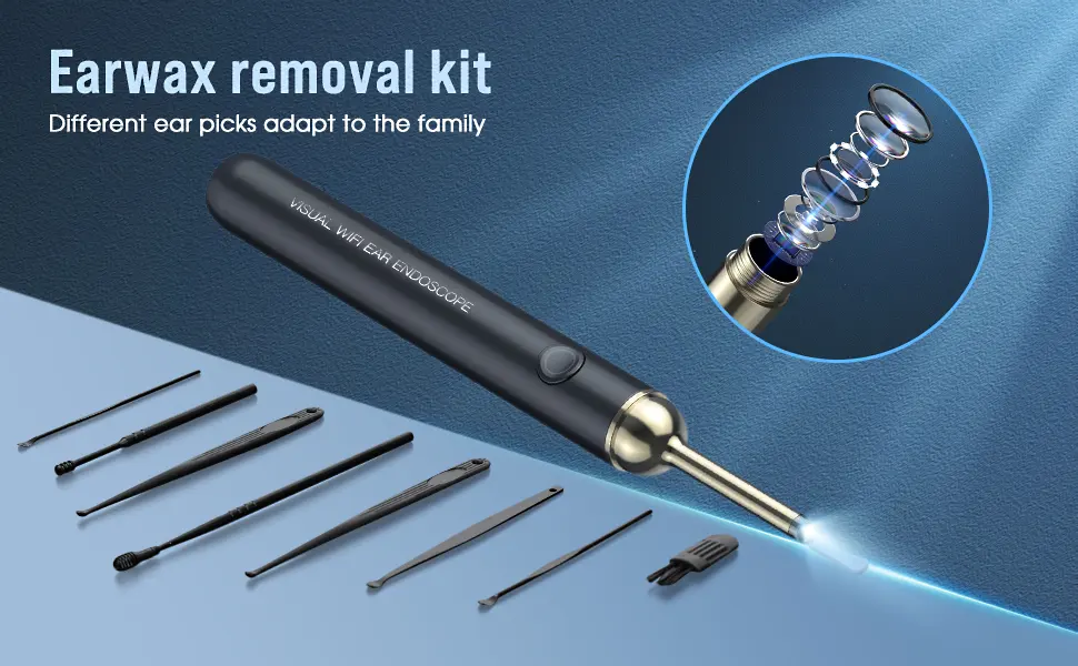 LEIPUT Ear Wax Removal Ear Wax Removal Tool Ear Cleaner with Camera with 1080P Ear Camera with Light Ear Wax Removal kit for iPhone iPad Android Phones - Ear Wax Removal Tool