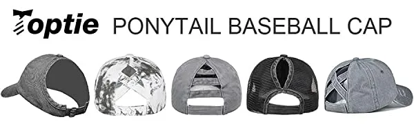TOPTIE Backless Washed Cotton Ponytail Cap Messy Bun Curly Hair Baseball Caps for Women Purple - banner