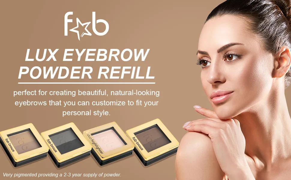 Lux Eyebrow Kit Refill Powder - Soft and Natural Eyebrow Definition for Dark Brown/Chocolate Brows On-The-Go - CREATE GORGEOUS EYEBROW LOOKS WITH FAB BROWS