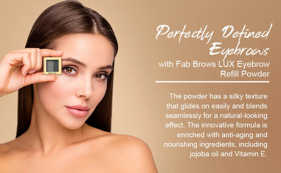Lux Eyebrow Kit Refill Powder - Soft and Natural Eyebrow Definition for Dark Brown/Chocolate Brows On-The-Go - CREATE GORGEOUS EYEBROW LOOKS WITH FAB BROWS