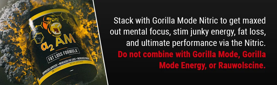 Gorilla Mind a2 AM Fat Burner Capsules Advanced Fat Loss Formula / Suppresses Appetite Increased Fat Loss Increased Energy (120 Capsules) - a2AM