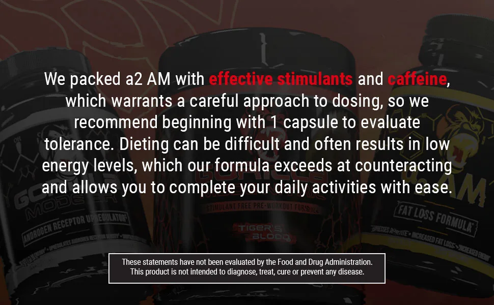 Gorilla Mind a2 AM Fat Burner Capsules Advanced Fat Loss Formula / Suppresses Appetite Increased Fat Loss Increased Energy (120 Capsules) - a2AM
