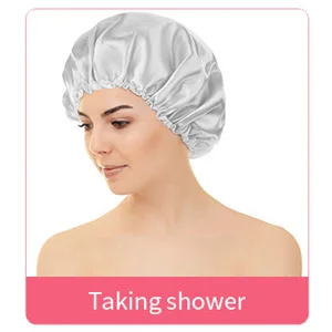 TOPTIE Women Satin Bonnet Night Sleep Cap Elastic Night Hair Cover-Black - product information 8
