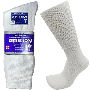 USBingoshop 3 6 or 12 Pairs Mens Physicians Approved Crew Ankle Diabetic Socks Cotton 12 Pairs Da-white - Diabetic Crew Socks