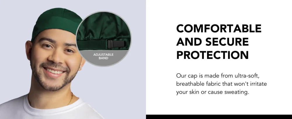 Hairbrella Premium Satin-Lined Mens Sleep Cap Wave Cap Adjustable Durags for Men Durag Alternative for 360 Waves Black X-large - Unisex Sleep