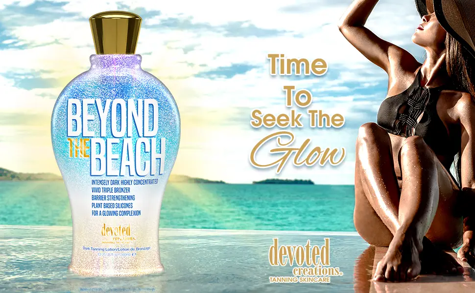 Devoted Creations Beyond the Beach - Intensely Dark Highly Concentrated Vivid Bronzer Barrier Strengthening Plant Based Silicones Boosts Cellular Energy & Luminosity - 12.25 oz. - Time to seek the glow