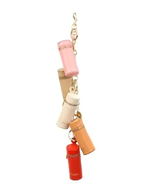 Cockatoo Nappa Leaeher Zipper Lipstick Case with Keychain Chapstick Holder Keyring (CHARTEUSE) - product information 1