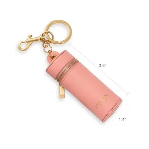 Cockatoo Nappa Leaeher Zipper Lipstick Case with Keychain Chapstick Holder Keyring (CHARTEUSE) - product information 3